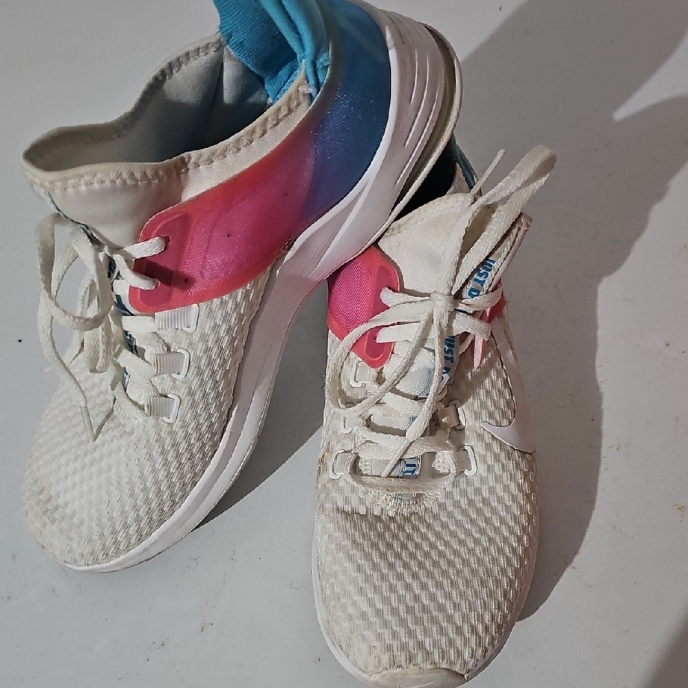 Nike White and Pink Gym Shoes